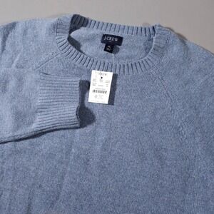 J.Crew Sweater Mens XL Blue Lambswool Blend Raglan Crewneck AA027 NEW